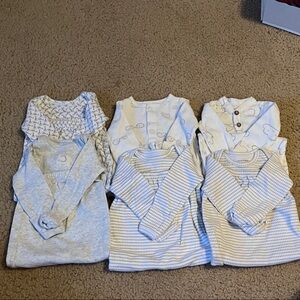 (6) Carter's Long Sleeve Gowns - Gray and White